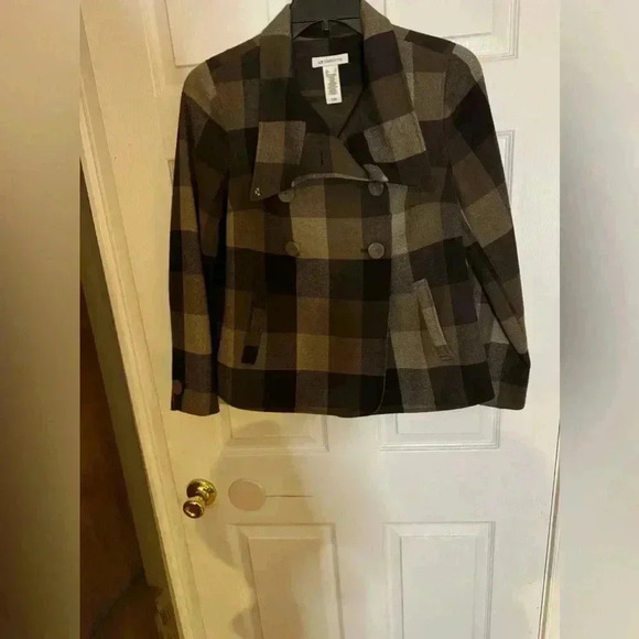 Liz Claiborne Plaid Peacoat Size Small - Picture 1 of 7